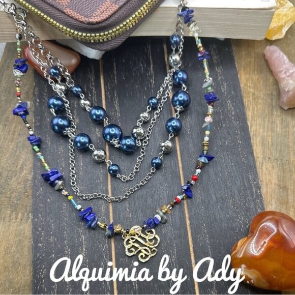 Charms layered lapis lazuli necklace - Picture 1 of 5